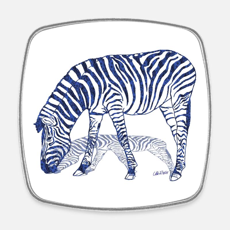 Zebra mit Zebraschatten - Viereckiger Kühlschrankmagnet - Weiß