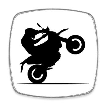 Moto Biker Symbol Wheelie Racing Motocross - Magnet carré - blanc - Devant