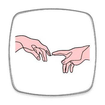 The Creation of Adam hands - Square fridge magnet - white - Front
