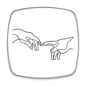 The Creation of Adam hands - Square fridge magnet - white - Front