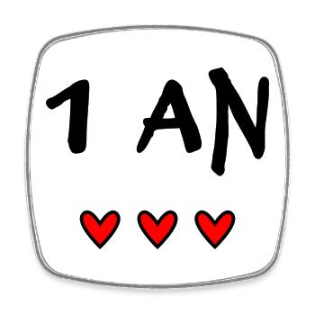 1. 1 JAHR. 1. JAHRESTAG. GEBURTSTAG 1 JAHR - Viereckiger Kühlschrankmagnet - Weiß - Vorne