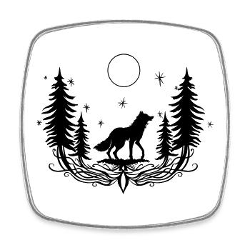 Conte de fées de la pleine lune de la forêt de loups - Magnet carré - blanc - Devant