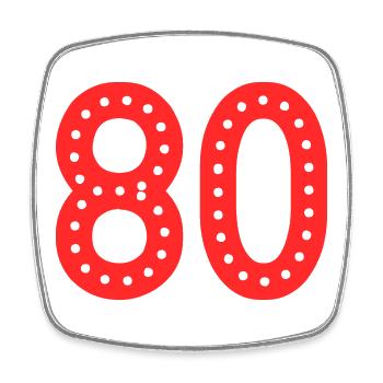 80. 80 YEARS. 80th ANNIVERSARY. 80TH BIRTHDAY. - Square fridge magnet - white - Front