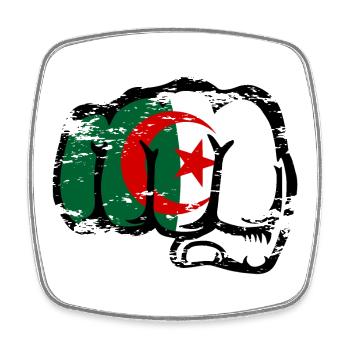 Algeria Flag Hand Fist Used - Square fridge magnet - white - Front