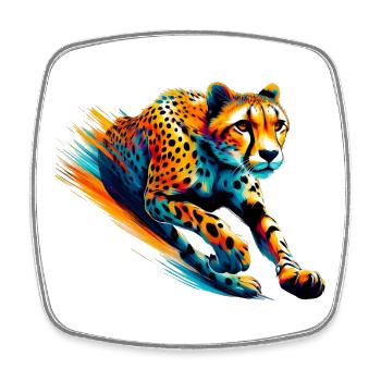 Guépard - Magnet carré - blanc - Devant