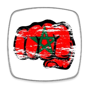 Poing de main du drapeau marocain utilisé - Magnet carré - blanc - Devant