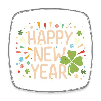 Neujahrsfreude mit Shamrock - Viereckiger Kühlschrankmagnet - Weiß - Vorne