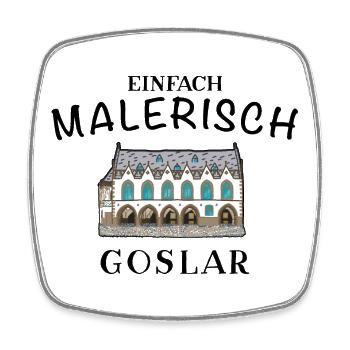Goslar im Harz, Historisches Rathaus - Viereckiger Kühlschrankmagnet - Weiß - Vorne