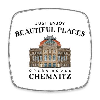 Opernhaus Chemnitz Deutschland Zeichnung - Viereckiger Kühlschrankmagnet - Weiß - Vorne
