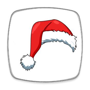 Chapeau de Père Noël - Magnet carré - blanc - Devant
