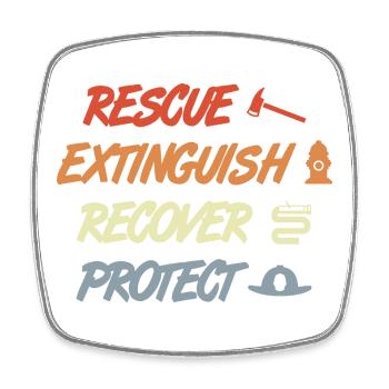 Rescue Extinguish Recover Protect - Viereckiger Kühlschrankmagnet - Weiß - Vorne