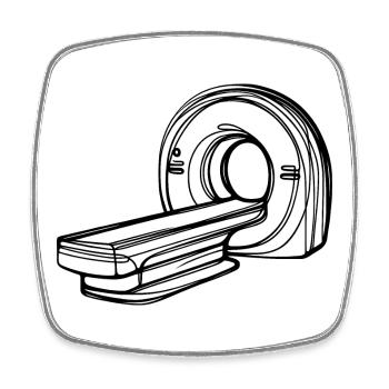 Radiologie-MRT-Scanner One Line Art Manip Radio - Viereckiger Kühlschrankmagnet - Weiß - Vorne