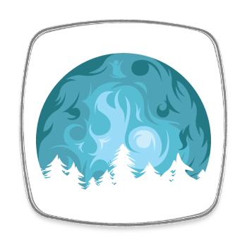 moon, forest, tranquility, relaxation, hiking, nature, symbol - Square fridge magnet - white - Front