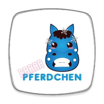 ! Brrr Pferdchen - Winter Pony - Viereckiger Kühlschrankmagnet - Weiß - Vorne