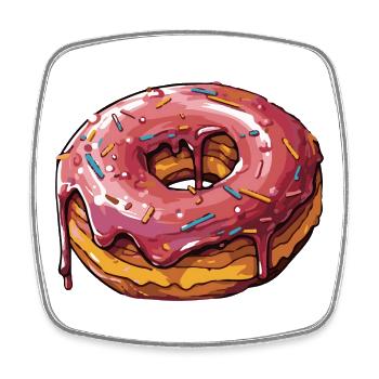 Donut T-Shirt Süßigkeit Lecker Fast Food Geschenk - Viereckiger Kühlschrankmagnet - Weiß - Vorne