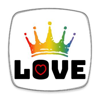 Love Heart red Rainbow crown black - Viereckiger Kühlschrankmagnet - Weiß - Vorne