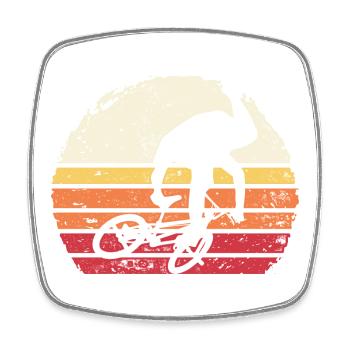 Retro Sonnenuntergang Radfahrer Silhouette - Viereckiger Kühlschrankmagnet - Weiß - Vorne