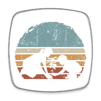 Sunset Silhouette Duo by Palm Tree - Square fridge magnet - white - Front