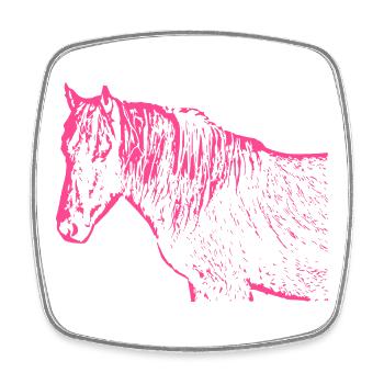 Pferd rosa pink - Viereckiger Kühlschrankmagnet - Weiß - Vorne