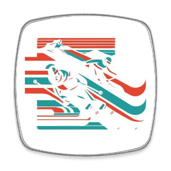 skiing winter sports snow winter - Square fridge magnet - white - Front