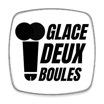 glace deux boules, glaces, crème glacée - Magnet carré - blanc - Devant