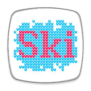 Ski Knit Hut Magic Knit Ski Holiday Fan - Square fridge magnet - white - Front