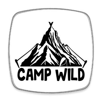 Camp Wild - Bergzelt [Schwarz] - Viereckiger Kühlschrankmagnet - Weiß - Vorne