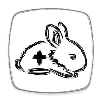 Rabbit First Aid - Square fridge magnet - white - Front