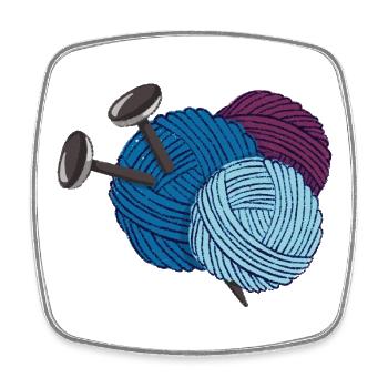 Wool with knitting needles - Square fridge magnet - white - Front