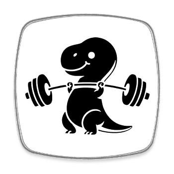 T-Rex mit Hantel Workout - Viereckiger Kühlschrankmagnet - Weiß - Vorne