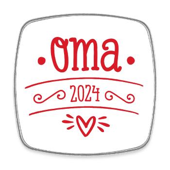 Oma 2024 Geschenk Geburt Enkelkind - Viereckiger Kühlschrankmagnet - Weiß - Vorne