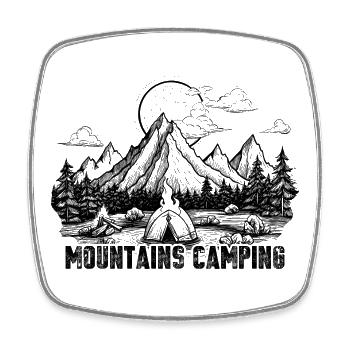 Camping in den Bergen - Viereckiger Kühlschrankmagnet - Weiß - Vorne
