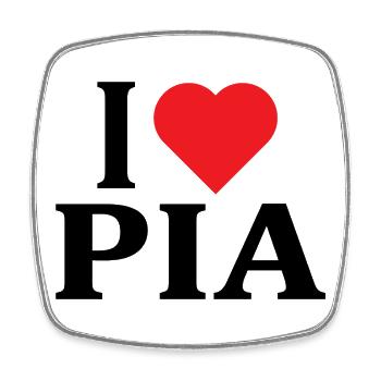 Tee shirt J'aime Pia idée cadeau t-shirt - Magnet carré - blanc - Devant