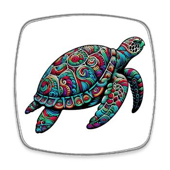Turtle - Square fridge magnet - white - Front