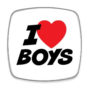 I Love Boys - Square fridge magnet - white - Front