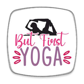 But First Yoga - Square fridge magnet - white - Front