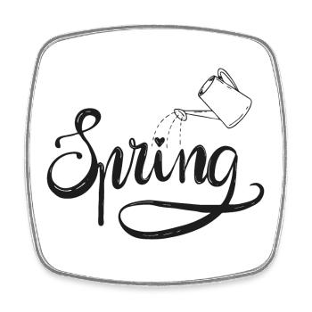 spring frühlingsbeginn garten gießen beet liebe - Viereckiger Kühlschrankmagnet - Weiß - Vorne
