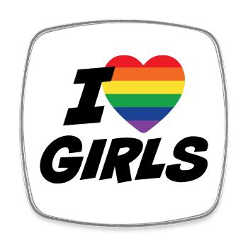 I Love Girls Pride - Square fridge magnet - white - Front