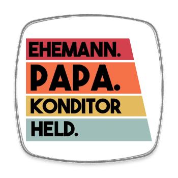 Ehemann Papa Konditor Held - Viereckiger Kühlschrankmagnet - Weiß - Vorne