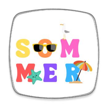 Sommer - Summer - Sommerliebe - Sonne - Sun - Square fridge magnet - white - Front