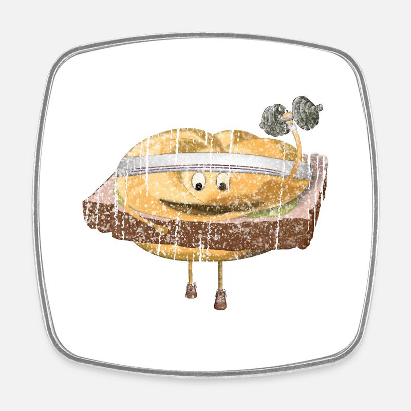 Leberkas Semmerl – Funny Illustration - Square fridge magnet - white