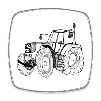 Tracteur - Magnet carré - blanc - Devant