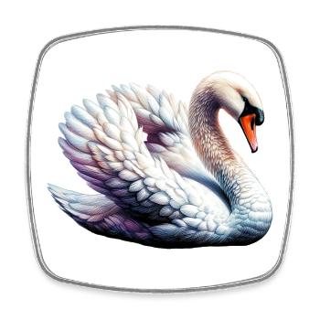 Schwan - Viereckiger Kühlschrankmagnet - Weiß - Vorne