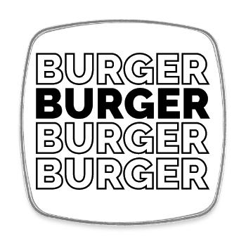 burger repetition font food yummy logo icon - Square fridge magnet - white - Front