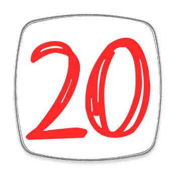 20. 20 YEARS. 20th ANNIVERSARY. 20TH ANNIVERSARY. - Square fridge magnet - white - Front