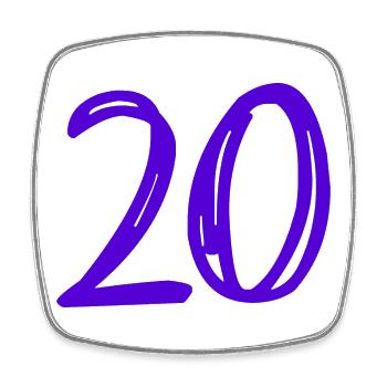 20. 20 JAHRE. 20-JÄHRIGES JUBILÄUM. 20-JÄHRIGES JUBILÄUM. - Viereckiger Kühlschrankmagnet - Weiß - Vorne