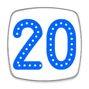 20. 20 JAHRE. 20-JÄHRIGES JUBILÄUM. 20-JÄHRIGES JUBILÄUM. - Viereckiger Kühlschrankmagnet - Weiß - Vorne