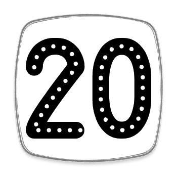 20. 20 ANS. 20e ANNIVERSAIRE. ANNIVERSAIRE 20 ANS. - Magnet carré - blanc - Devant