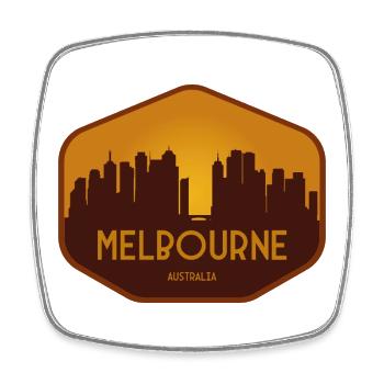 Melbourne Skyline Badge - Magnet carré - blanc - Devant