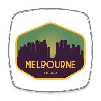 Coucher de soleil sur les toits de Melbourne - Magnet carré - blanc - Devant
